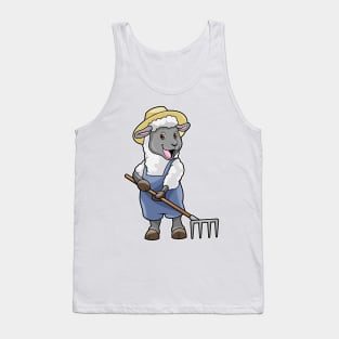 Sheep as Farmer with Rake & Hat Tank Top